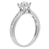 0.40 Carat (ctw) 10K White Gold Round Cut Diamond Ladies Bridal Solitaire With Accents Engagement Ring