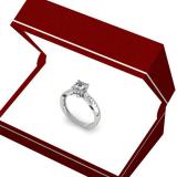 0.40 Carat (ctw) 10K White Gold Round Cut Diamond Ladies Bridal Solitaire With Accents Engagement Ring