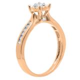 0.40 Carat (ctw) 14K Rose Gold Round Cut Diamond Ladies Bridal Solitaire With Accents Engagement Ring