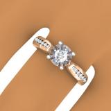 0.40 Carat (ctw) 14K Rose Gold Round Cut Diamond Ladies Bridal Solitaire With Accents Engagement Ring