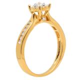 0.40 Carat (ctw) 14K Yellow Gold Round Cut Diamond Ladies Bridal Solitaire With Accents Engagement Ring
