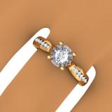 0.40 Carat (ctw) 14K Yellow Gold Round Cut Diamond Ladies Bridal Solitaire With Accents Engagement Ring