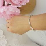 2.38 Carat (ctw) Sterling Silver Real Oval Cut Peridot & Round Cut White Diamond Ladies Infinity Link Tennis Bracelet