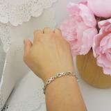 2.38 Carat (ctw) Sterling Silver Real Oval Cut Peridot & Round Cut White Diamond Ladies Infinity Link Tennis Bracelet