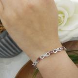 2.70 Carat (ctw) Sterling Silver Real Oval Cut Garnet & Round Cut White Diamond Ladies Infinity Link Tennis Bracelet