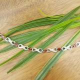 2.70 Carat (ctw) Sterling Silver Real Oval Cut Garnet & Round Cut White Diamond Ladies Infinity Link Tennis Bracelet