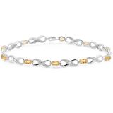 2.27 Carat (ctw) Sterling Silver Real Oval Cut Citrine & Round Cut White Diamond Ladies Infinity Link Tennis Bracelet
