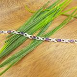 2.26 Carat (ctw) Sterling Silver Real Oval Cut Amethyst & Round Cut White Diamond Ladies Infinity Link Tennis Bracelet
