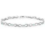 2.89 Carat (ctw) Sterling Silver Real Oval Cut Blue Topaz & Round Cut White Diamond Ladies Infinity Link Tennis Bracelet