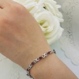 3.51 Carat (ctw) Sterling Silver Real Oval Cut Garnet & Round Cut White Diamond Ladies Infinity Link Tennis Bracelet