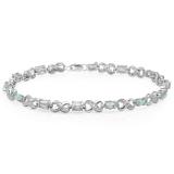 2.76 Carat (ctw) Sterling Silver Real Oval Cut Blue Topaz & Round Cut White Diamond Ladies Infinity Link Tennis Bracelet