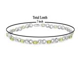 3.18 Carat (ctw) Sterling Silver Real Oval Cut Peridot & Round Cut White Diamond Ladies Infinity Link Tennis Bracelet