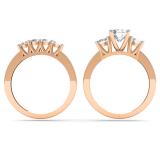 1.80 Carat (ctw) 14K Rose Gold Round Diamond Ladies Bridal 3 Stone Engagement Ring With Matching Band Set