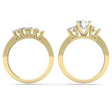 1.80 Carat (ctw) 14K Yellow Gold Round Diamond Ladies Bridal 3 Stone Engagement Ring With Matching Band Set