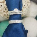0.50 Carat (ctw) Sterling Silver Round Cut Diamond Men & Women's Micro Pave Engagement Ring Trio Bridal Set 1/2 CT