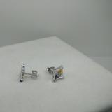 0.06 Carat (ctw) Sterling Silver Round Cut Black White & Yellow Diamond Mens Kite Shape Hip Hop Stud Earrings