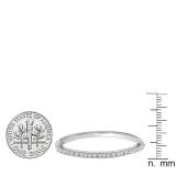 0.10 Carat (ctw) 14K White Gold Round Cut White Diamond Ladies Anniversary Wedding Stackable Band 1/10 CT