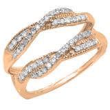 0.40 Carat (ctw) 10K Rose Gold Round Cut Diamond Ladies Anniversary Wedding Band Swirl Enhancer Guard Double Ring