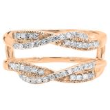 0.40 Carat (ctw) 10K Rose Gold Round Cut Diamond Ladies Anniversary Wedding Band Swirl Enhancer Guard Double Ring