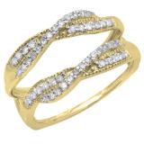 0.40 Carat (ctw) 10K Yellow Gold Round Cut Diamond Ladies Anniversary Wedding Band Swirl Enhancer Guard Double Ring