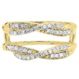 0.40 Carat (ctw) 10K Yellow Gold Round Cut Diamond Ladies Anniversary Wedding Band Swirl Enhancer Guard Double Ring