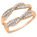 0.40 Carat (ctw) 14K Rose Gold Round Cut Diamond Ladies Anniversary Wedding Band Swirl Enhancer Guard Double Ring