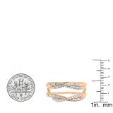 0.40 Carat (ctw) 14K Rose Gold Round Cut Diamond Ladies Anniversary Wedding Band Swirl Enhancer Guard Double Ring