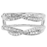 0.40 Carat (ctw) 14K White Gold Round Cut Diamond Ladies Anniversary Wedding Band Swirl Enhancer Guard Double Ring