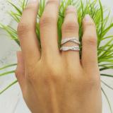 0.40 Carat (ctw) 14K White Gold Round Cut Diamond Ladies Anniversary Wedding Band Swirl Enhancer Guard Double Ring