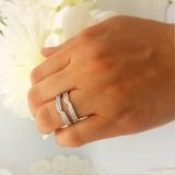 0.65 Carat (ctw) 10K White Gold Round Cut Diamond Ladies Anniversary Wedding Band Enhancer Guard Double Ring