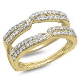 0.65 Carat (ctw) 10K Yellow Gold Round Cut Diamond Ladies Anniversary Wedding Band Enhancer Guard Double Ring