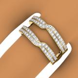 0.65 Carat (ctw) 10K Yellow Gold Round Cut Diamond Ladies Anniversary Wedding Band Enhancer Guard Double Ring