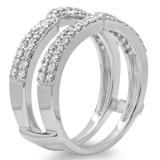 0.65 Carat (ctw) 14K White Gold Round Cut Diamond Ladies Anniversary Wedding Band Enhancer Guard Double Ring
