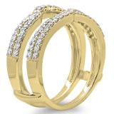 0.65 Carat (ctw) 14K Yellow Gold Round Cut Diamond Ladies Anniversary Wedding Band Enhancer Guard Double Ring