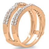 0.65 Carat (ctw) 18K Rose Gold Round Cut Diamond Ladies Anniversary Wedding Band Enhancer Guard Double Ring