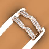 0.65 Carat (ctw) 18K Rose Gold Round Cut Diamond Ladies Anniversary Wedding Band Enhancer Guard Double Ring