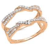 0.55 Carat (ctw) 10K Rose Gold Round Cut Diamond Ladies Anniversary Wedding Band Enhancer Swirl Guard Double Ring 1/2 CT