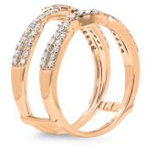 0.55 Carat (ctw) 10K Rose Gold Round Cut Diamond Ladies Anniversary Wedding Band Enhancer Swirl Guard Double Ring 1/2 CT