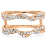 0.55 Carat (ctw) 10K Rose Gold Round Cut Diamond Ladies Anniversary Wedding Band Enhancer Swirl Guard Double Ring 1/2 CT