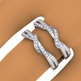 0.55 Carat (ctw) 14K White Gold Round Cut Diamond Ladies Anniversary Wedding Band Enhancer Swirl Guard Double Ring 1/2 CT