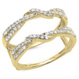 0.55 Carat (ctw) 14K Yellow Gold Round Cut Diamond Ladies Anniversary Wedding Band Enhancer Swirl Guard Double Ring 1/2 CT