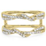 0.55 Carat (ctw) 14K Yellow Gold Round Cut Diamond Ladies Anniversary Wedding Band Enhancer Swirl Guard Double Ring 1/2 CT