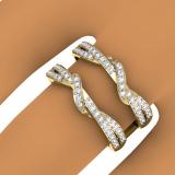 0.55 Carat (ctw) 14K Yellow Gold Round Cut Diamond Ladies Anniversary Wedding Band Enhancer Swirl Guard Double Ring 1/2 CT