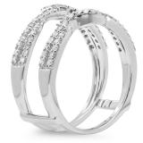 0.55 Carat (ctw) 18K White Gold Round Cut Diamond Ladies Anniversary Wedding Band Enhancer Swirl Guard Double Ring 1/2 CT