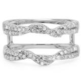 0.55 Carat (ctw) 18K White Gold Round Cut Diamond Ladies Anniversary Wedding Band Enhancer Swirl Guard Double Ring 1/2 CT