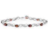 4.85 Carat (ctw) Sterling Silver Real Oval Cut Garnet & Round Cut White Diamond Ladies Infinity Link Tennis Bracelet