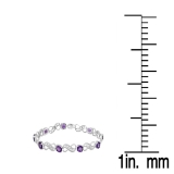 3.93 Carat (ctw) Sterling Silver Real Oval Cut Amethyst & Round Cut White Diamond Ladies Infinity Link Tennis Bracelet