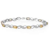 3.83 Carat (ctw) Sterling Silver Real Oval Cut Citrine & Round Cut White Diamond Ladies Infinity Link Tennis Bracelet