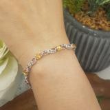3.83 Carat (ctw) Sterling Silver Real Oval Cut Citrine & Round Cut White Diamond Ladies Infinity Link Tennis Bracelet