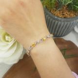 3.83 Carat (ctw) Sterling Silver Real Oval Cut Citrine & Round Cut White Diamond Ladies Infinity Link Tennis Bracelet